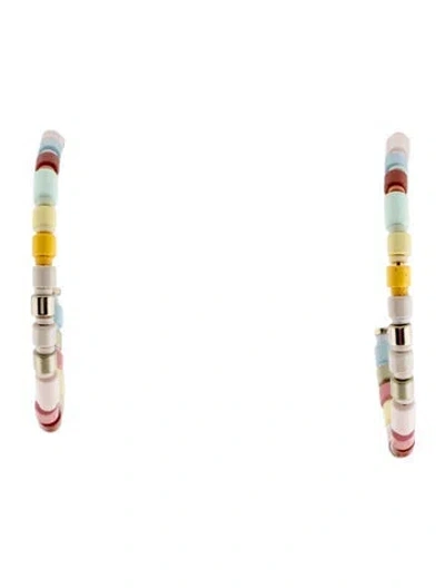 Pre-owned Roxanne Assoulin Beaded Hoop Earrings In Multi