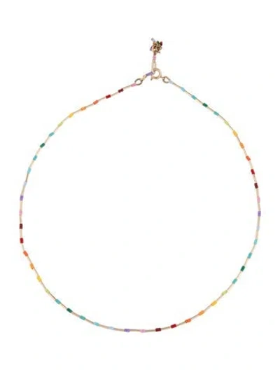 Pre-owned Roxanne Assoulin Beaded Necklace, 16" In Blue/green/orange