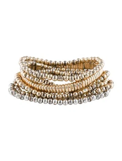 Pre-owned Roxanne Assoulin Beaded Stretch Bracelet Bunch Set Of 6, 6.25" In Multi
