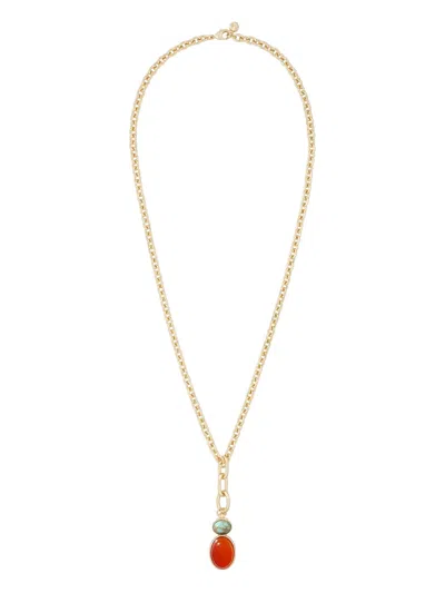 Roxanne Assoulin Chain Carnelian Necklace In Gold