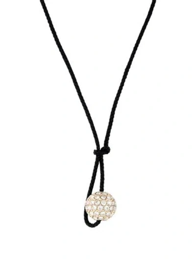 Pre-owned Roxanne Assoulin Cord & Crystal 'the Pavé Ball' Pendant Necklace, 24" In Black