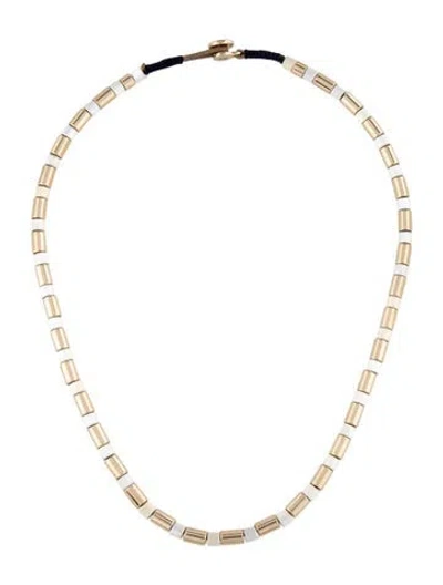 Pre-owned Roxanne Assoulin Cord & Enamel Bead Necklace, 15.5" In Gold/silver
