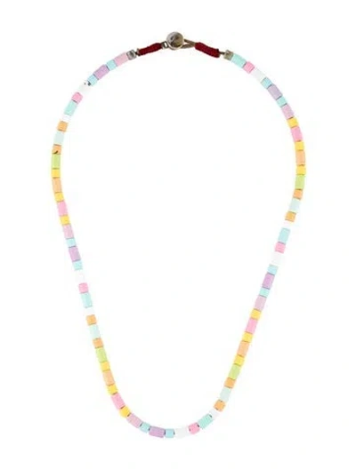 Pre-owned Roxanne Assoulin Cord & Enamel Beaded Strand Necklace, 17" In Blue/orange/pink