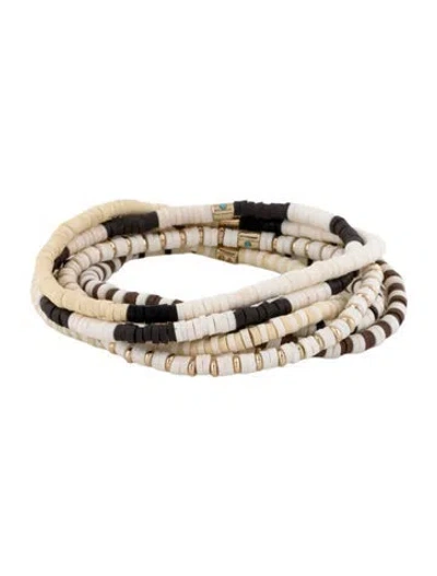 Pre-owned Roxanne Assoulin Crystal & Bead Bracelet Set, 6" In Multi