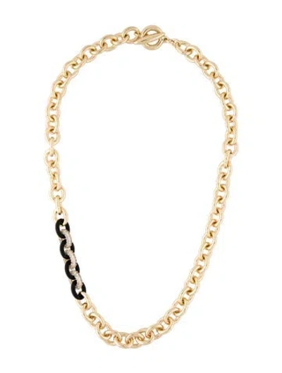 Pre-owned Roxanne Assoulin Crystal & Enamel Chain Necklace, 19" In Black