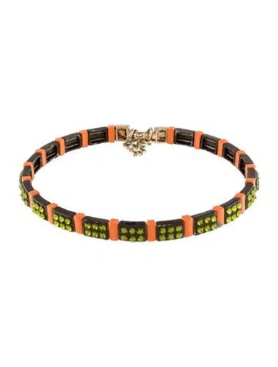 Pre-owned Roxanne Assoulin Crystal & Enamel Choker Necklace In Orange
