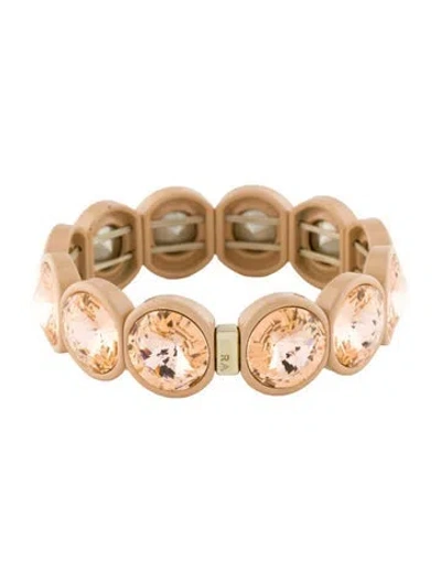 Pre-owned Roxanne Assoulin Crystal & Enamel Hip Hop But Not Bangle Bracelet, 7" In Brown