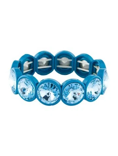 Pre-owned Roxanne Assoulin Crystal & Enamel Hip Hop But Not Stretch Bangle Bracelet, 7" In Blue