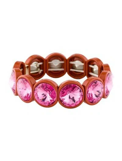 Pre-owned Roxanne Assoulin Crystal & Enamel Hip Hop But Not Stretch Bangle Bracelet, 7" In Multi