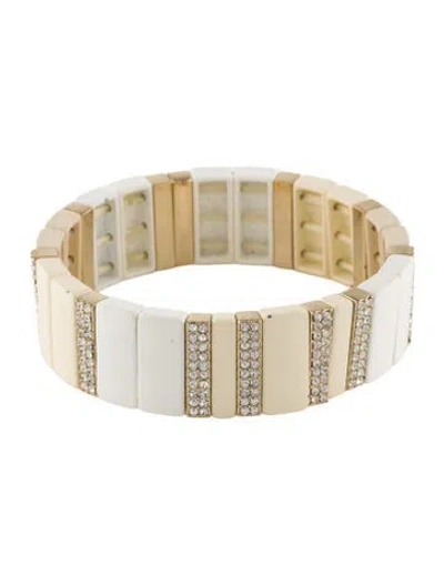 Pre-owned Roxanne Assoulin Crystal & Enamel Stretch Bracelet, 6.5"