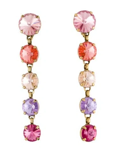Pre-owned Roxanne Assoulin Crystal Clip On Drop Earrings In Multi