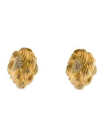 Pre-owned Roxanne Assoulin Crystal Clip-on Earrings In Transparent