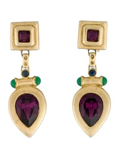 Pre-owned Roxanne Assoulin Crystal Drop Earrings In Multi