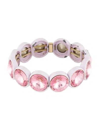 Pre-owned Roxanne Assoulin Crystal Hip-hop But Not Bracelet, 6.75" In Pink