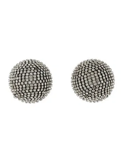 Pre-owned Roxanne Assoulin Crystal Pave Disco Ball Clip On Earrings In Multi