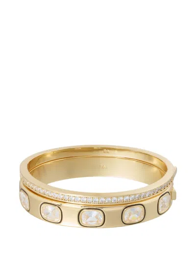 Roxanne Assoulin Cubic Hinged Bracelets (set Of 2) In Green