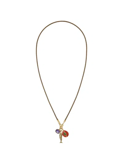 Roxanne Assoulin Cubic Triple Charm Necklace In Gold