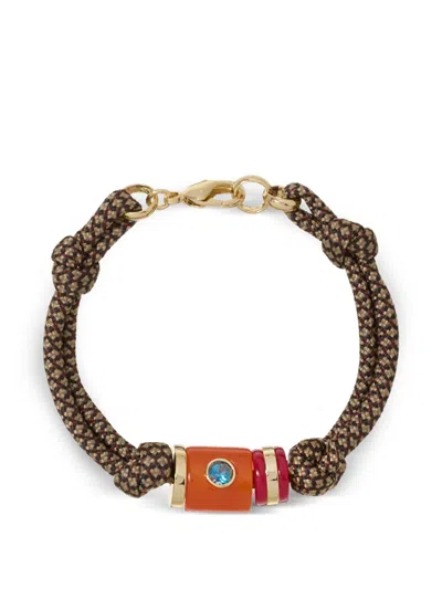 Roxanne Assoulin Cylinder Crystal-embellished Cord Bracelet In Brown