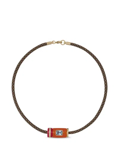 Roxanne Assoulin Cylinder Crystal-embellished Necklace In Brown