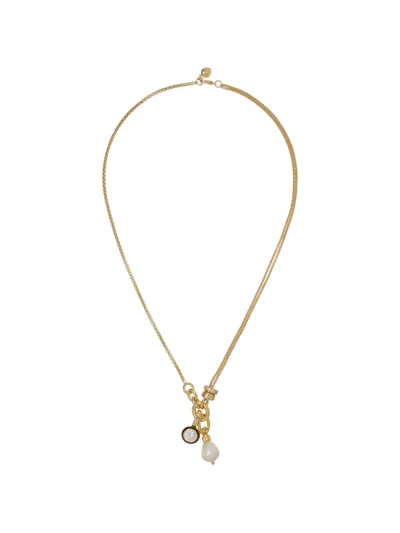 Roxanne Assoulin Double Drop Cubic Zirconia Necklace In Gold