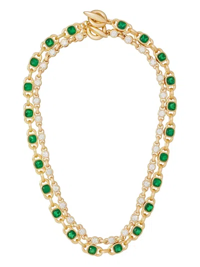 Roxanne Assoulin Emerald-diamond Link Necklace In Gold