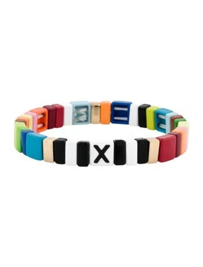 Pre-owned Roxanne Assoulin Enamel 'alphabet Soup' Bracelet, 6.25" In Multi