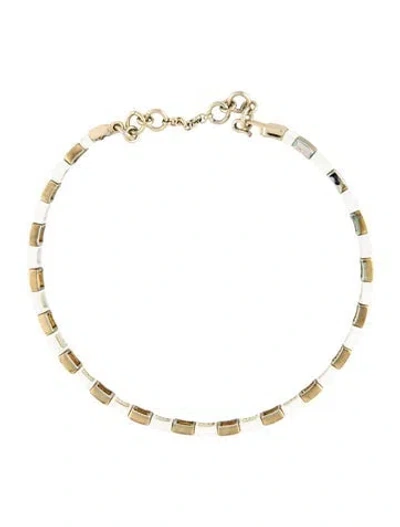 Pre-owned Roxanne Assoulin Enamel & Choker Necklace, 13" In White