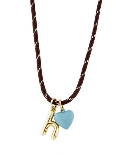 Pre-owned Roxanne Assoulin Enamel & Cord Long Happy Charm Pendant Necklace, 32" In Multi