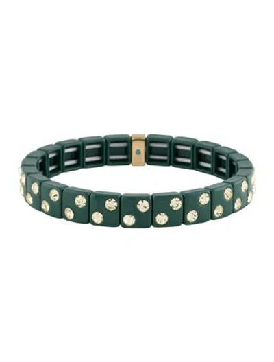 Pre-owned Roxanne Assoulin Enamel & Crystal Twinkle Stretch Bracelet, 6.25" In Multi