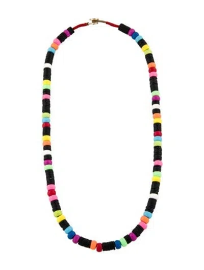 Pre-owned Roxanne Assoulin Enamel Bead & Fabric Necklace, 18" In Multi