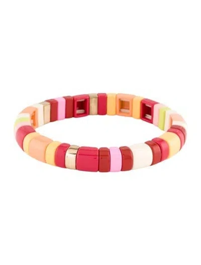 Pre-owned Roxanne Assoulin Enamel Bead Bracelet, 6.25" In Multi