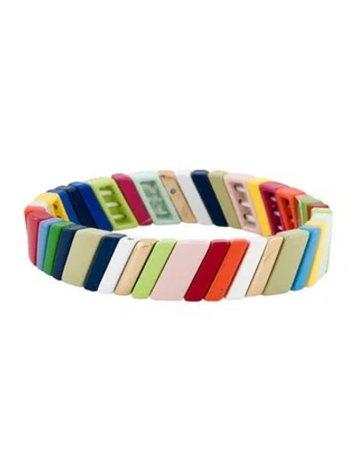 Pre-owned Roxanne Assoulin Enamel Bead Bracelet, 6.75" In Multi