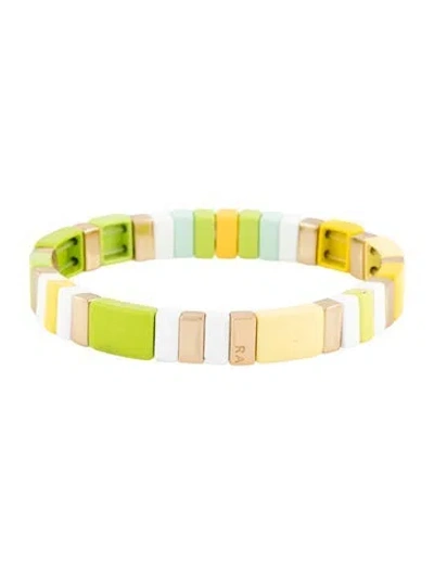 Pre-owned Roxanne Assoulin Enamel Bead Bracelet In Blue/green/orange