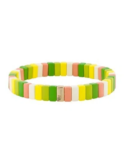 Pre-owned Roxanne Assoulin Enamel Bead Stretch Bracelet, 6.25" In Multi