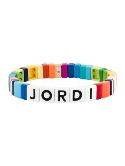 Pre-owned Roxanne Assoulin Enamel Bead Stretch Bracelet, 6.25" In Multi