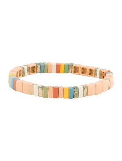 Pre-owned Roxanne Assoulin Enamel Bead Stretch Bracelet, 6.5"