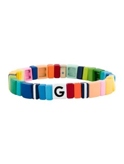Pre-owned Roxanne Assoulin Enamel Bead Stretch Bracelet, 6.5" In Multi