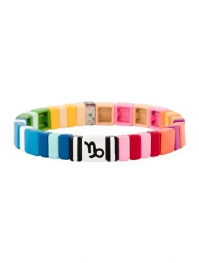 Pre-owned Roxanne Assoulin Enamel Beaded Astrology Bangle Bracelet, 6.25" In Multi