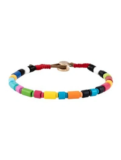 Pre-owned Roxanne Assoulin Enamel Beaded Bracelet, 6.25" In Black/blue/green