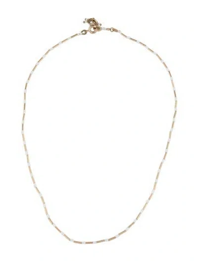 Pre-owned Roxanne Assoulin Enamel Beaded Necklace, 16" In Gold/white