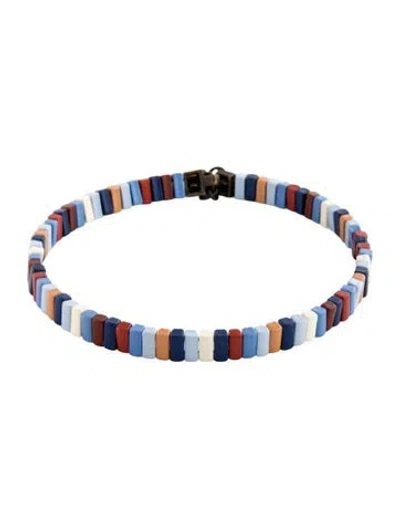 Pre-owned Roxanne Assoulin Enamel Beaded Starburst Choker Necklace, 15.5" In Blue/orange/red