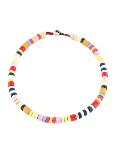 Pre-owned Roxanne Assoulin Enamel Beaded Strand Necklace, 16.5" In Black/blue/gold