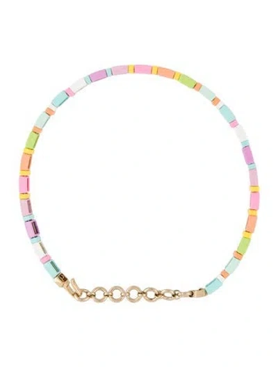 Pre-owned Roxanne Assoulin Enamel Choker Necklace, 14" In Multi