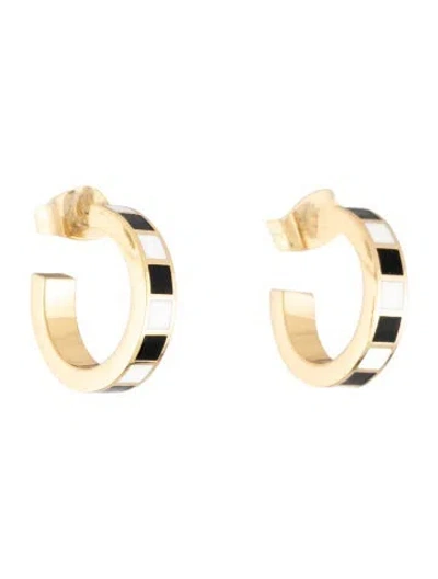 Pre-owned Roxanne Assoulin Enamel Hoop Earrings In Black/white