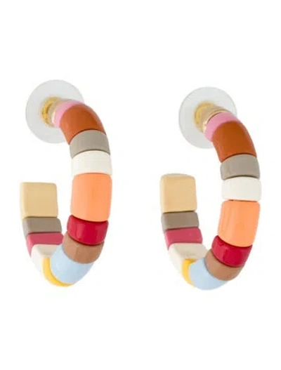 Pre-owned Roxanne Assoulin Enamel Hoop Earrings In Multi