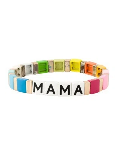 Pre-owned Roxanne Assoulin Enamel 'mama Rainbow' Stretch Bead Bracelet