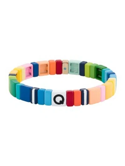 Pre-owned Roxanne Assoulin Enamel Multicolor Stretch Bracelet., 6.5"