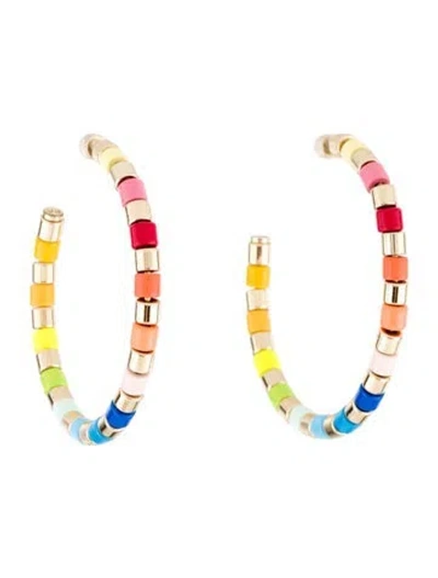 Pre-owned Roxanne Assoulin Enamel Rainbow Hoop Earrings In Multi