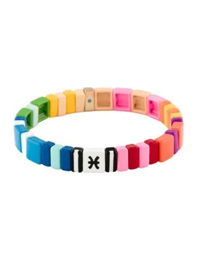 Pre-owned Roxanne Assoulin Enamel Stretch Bangle, 6.25" In Multi