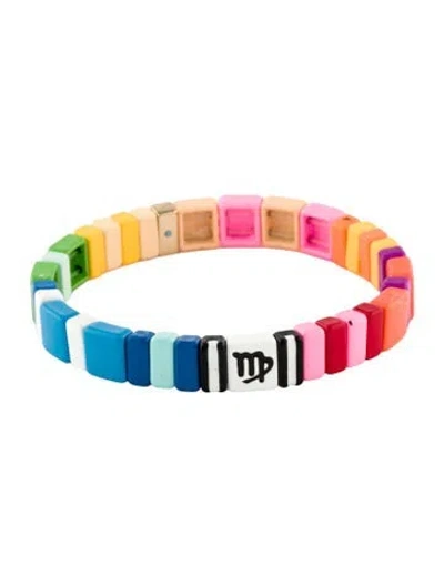 Pre-owned Roxanne Assoulin Enamel Stretch Bangle, 6.5" In Multi